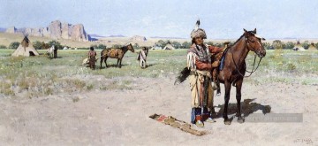 Saddling Up quête ouest Amérindien Henry Farny Peinture à l'huile